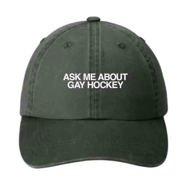 Ask Me About Gay Hockey Baseball Hat BobbyK Boutique Apparel & Accessories - Summer - Adult - Hats