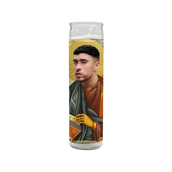 Clear Glasses Bad Bunny Saint Prayer Candle BobbyK Boutique Home - Candles