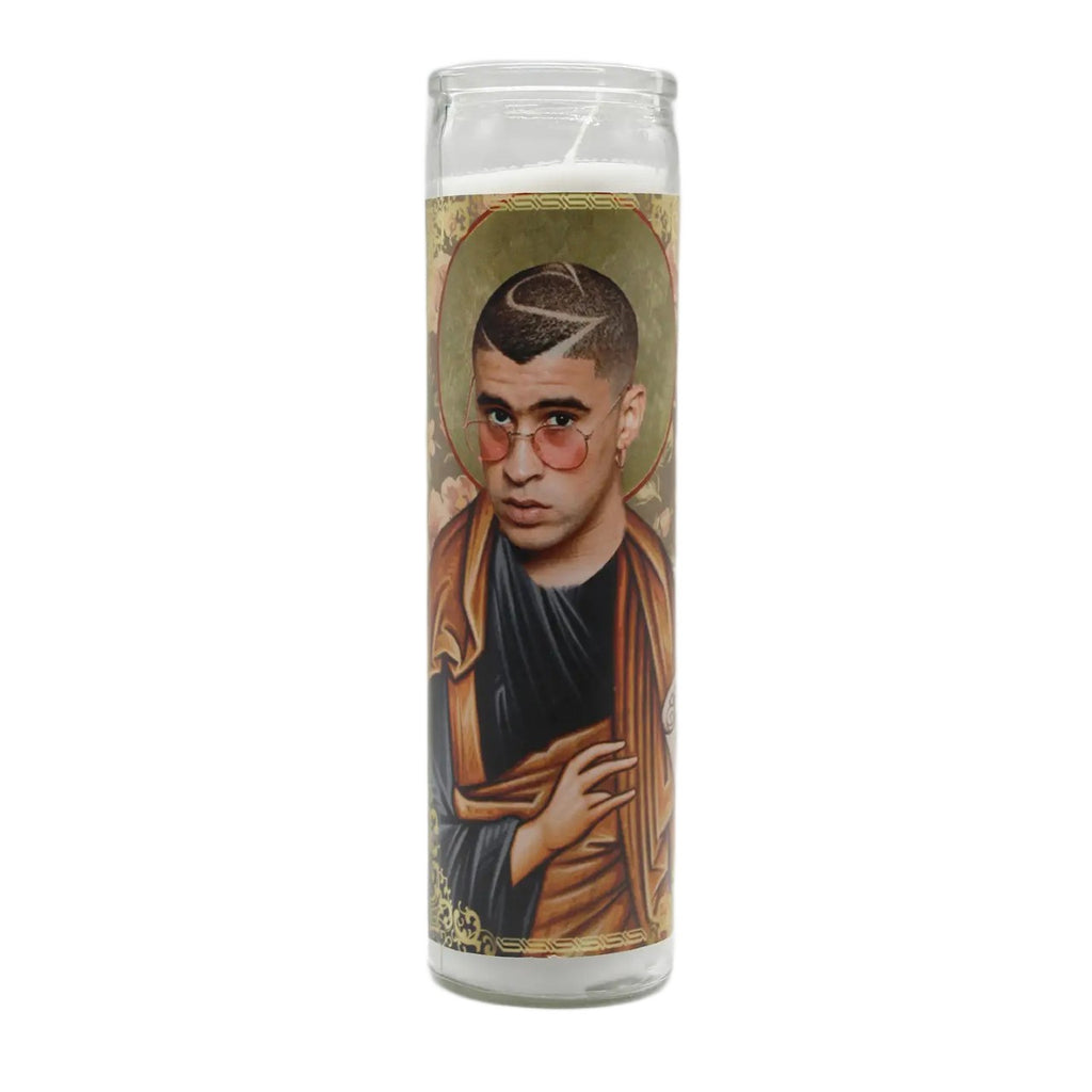 Rose Glasses Bad Bunny Saint Prayer Candle BobbyK Boutique Home - Candles
