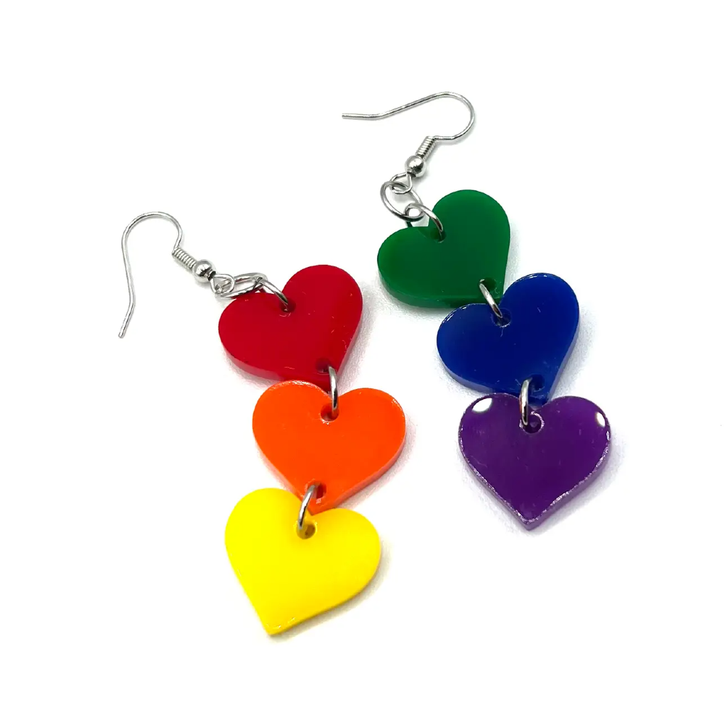 Rainbow Heart Drop Earrings BobbyK Boutique Jewelry - Earrings