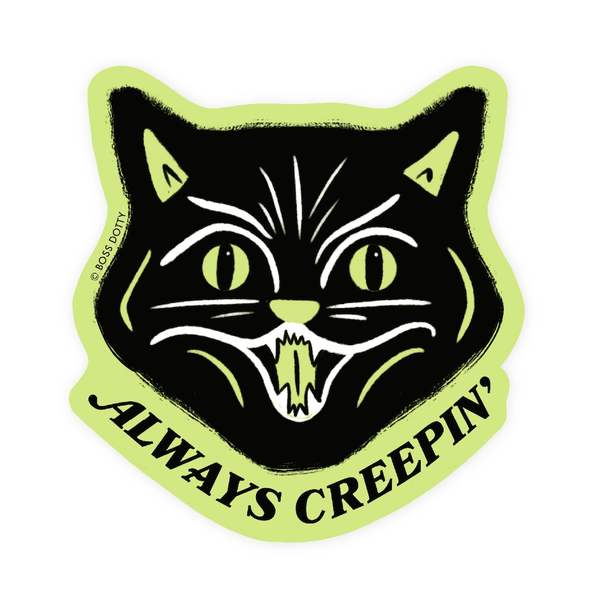 Glow In The Dark Creepy Cat Sticker Boss Dotty Paper Co. Impulse - Decorative Stickers