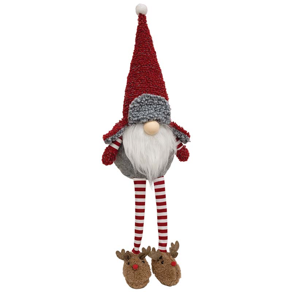 Fuzzy Red Gnome With Reindeer Slippers Bright Ideas Holiday - Home