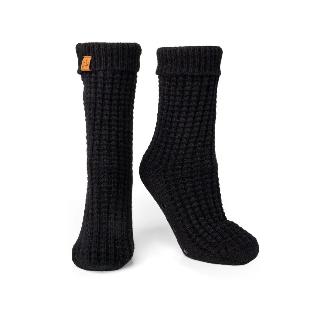 Black BKJSS-U24 Juneau Waffle Knit Slipper Socks Britt's Knits Apparel & Accessories - Socks - Adult - Womens