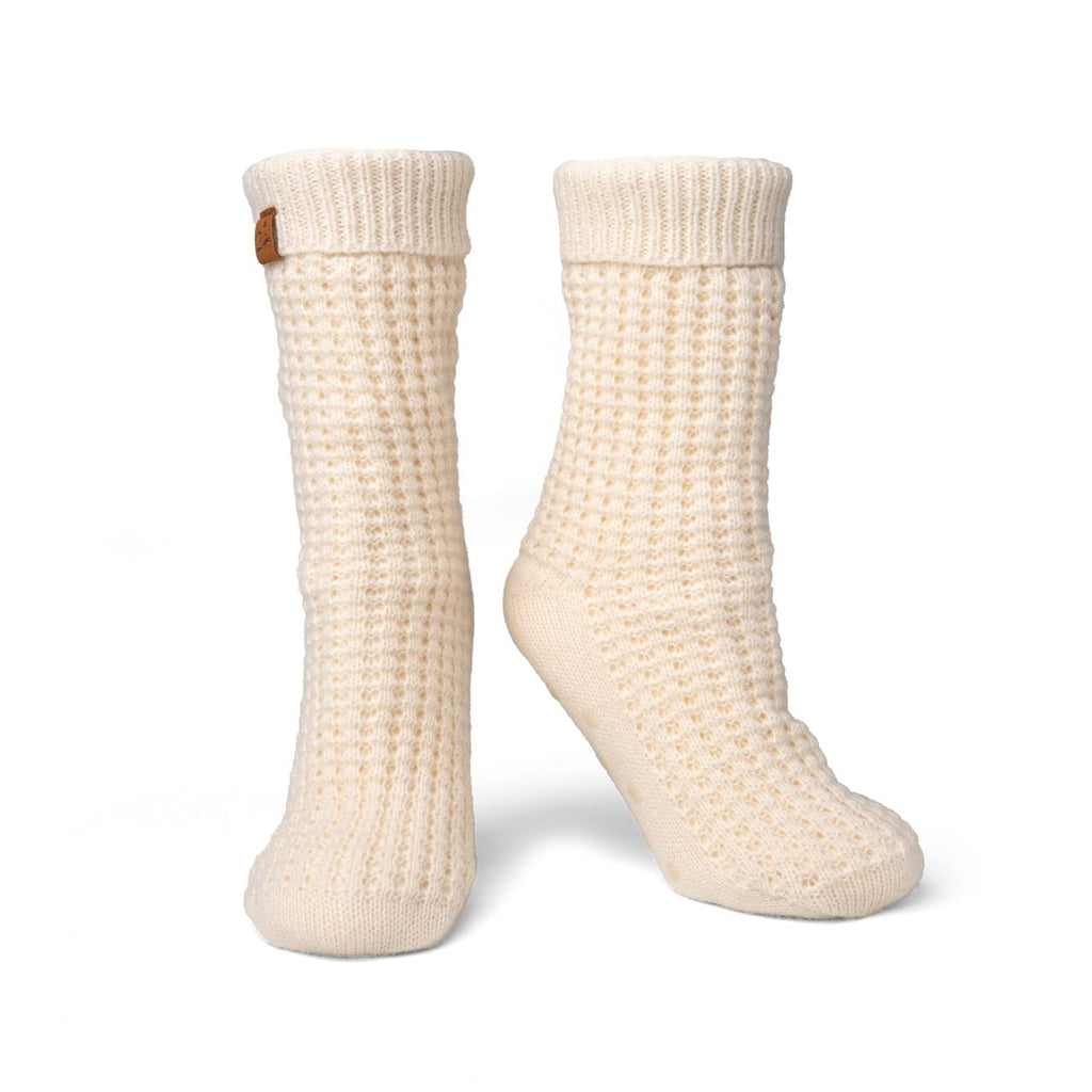 Cream BKJSS-U24 Juneau Waffle Knit Slipper Socks Britt's Knits Apparel & Accessories - Socks - Adult - Womens
