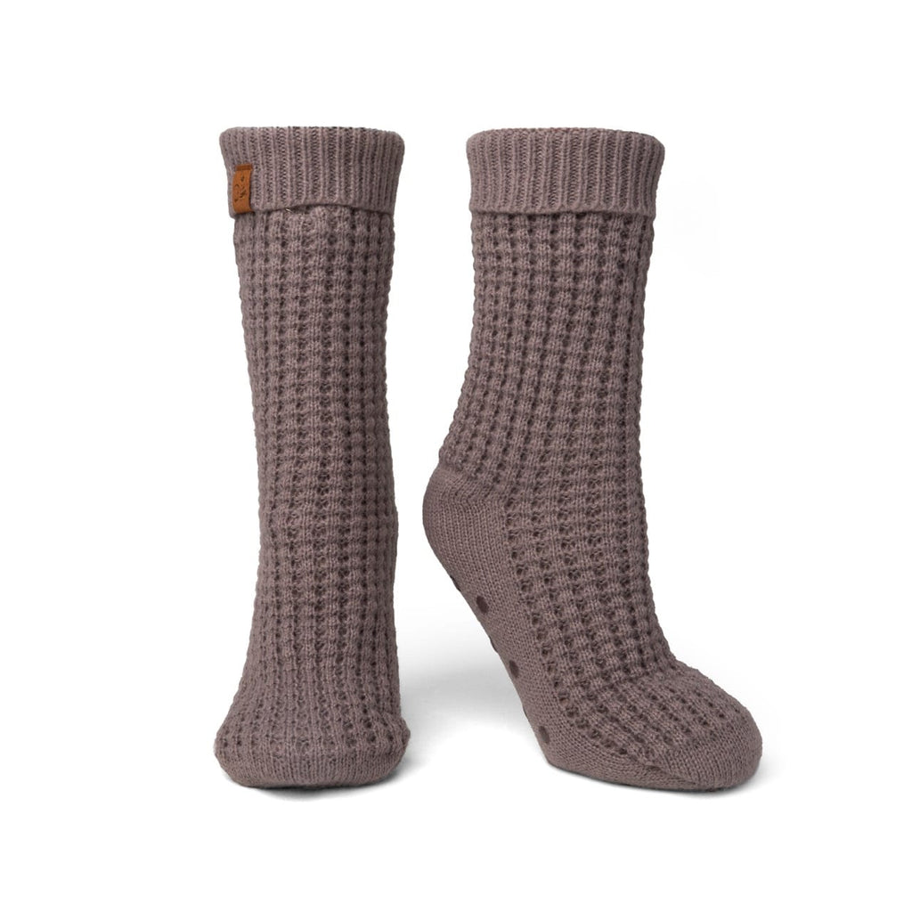 Gray BKJSS-U24 Juneau Waffle Knit Slipper Socks Britt's Knits Apparel & Accessories - Socks - Adult - Womens