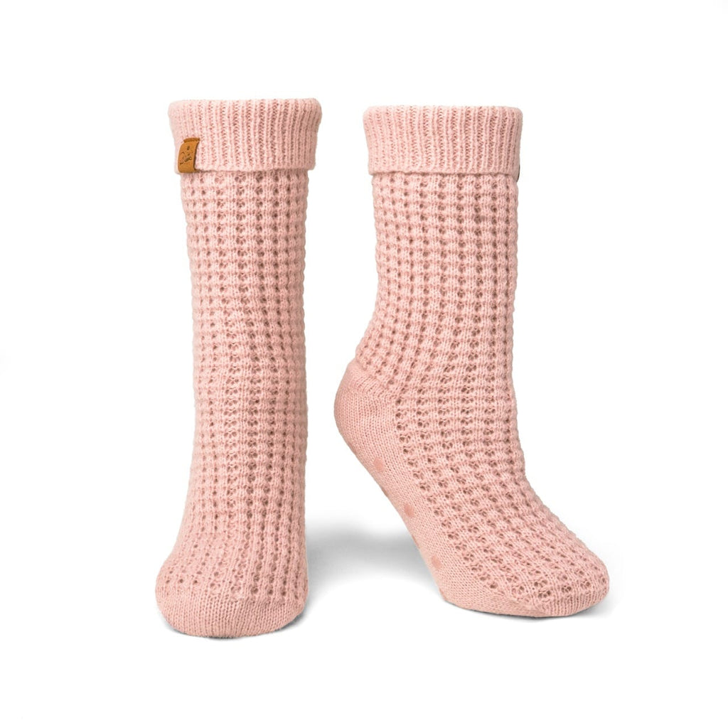 Pink BKJSS-U24 Juneau Waffle Knit Slipper Socks Britt's Knits Apparel & Accessories - Socks - Adult - Womens