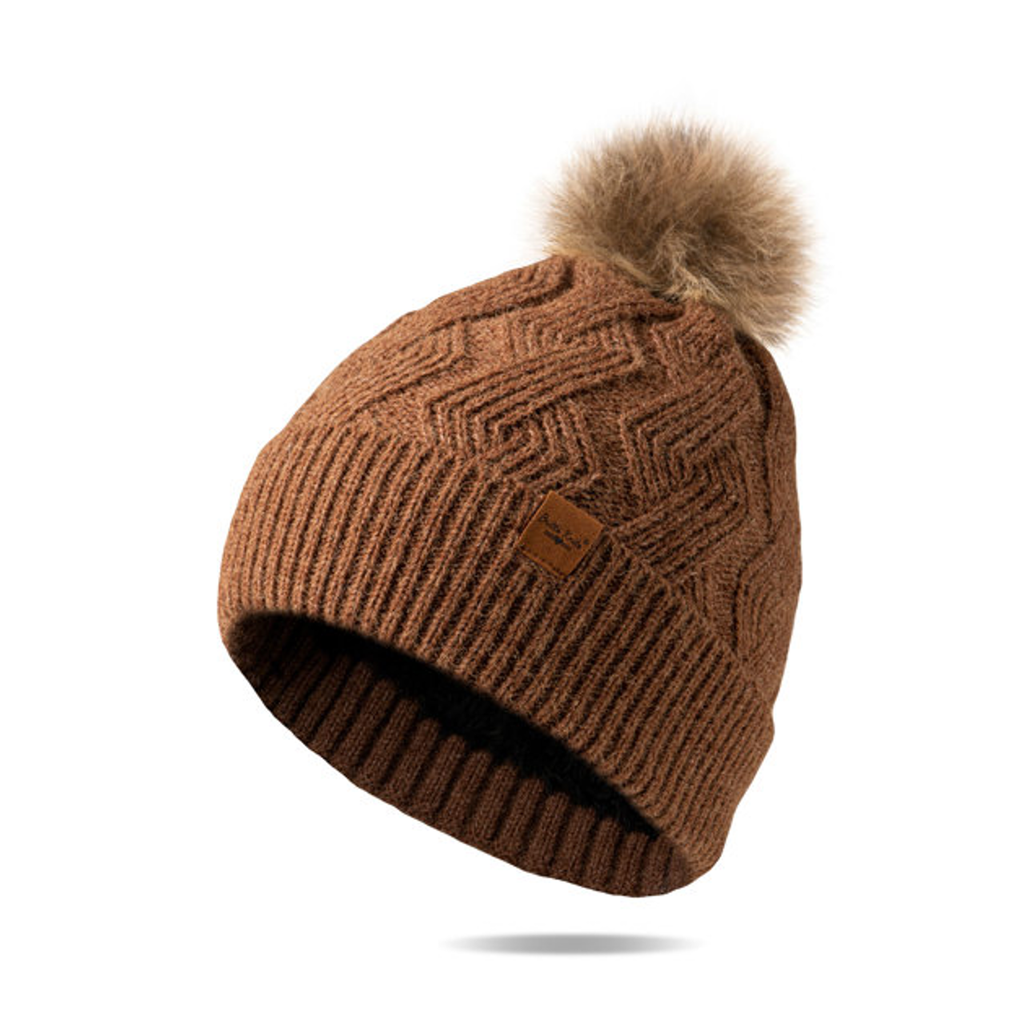 Brown Mainstay Plush-Lined Pom Hat - Womens Britt's Knits Apparel & Accessories - Winter - Adult - Hats