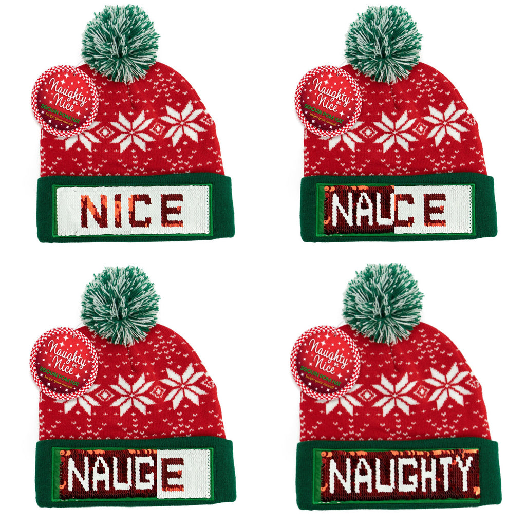 Naughty Or Nice Sequin Pom Hat - Adult Britt's Knits Apparel & Accessories - Winter - Adult - Hats