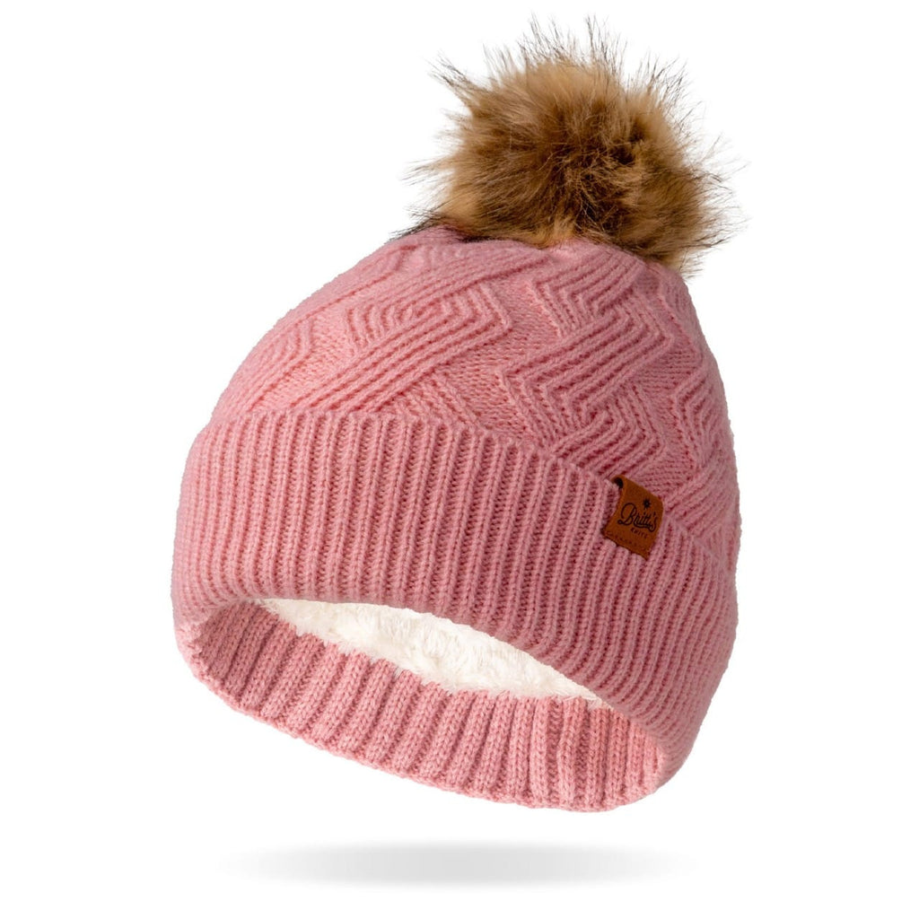 Pink Mainstay Plush-Lined Pom Hat - Womens Britt's Knits Apparel & Accessories - Winter - Adult - Hats