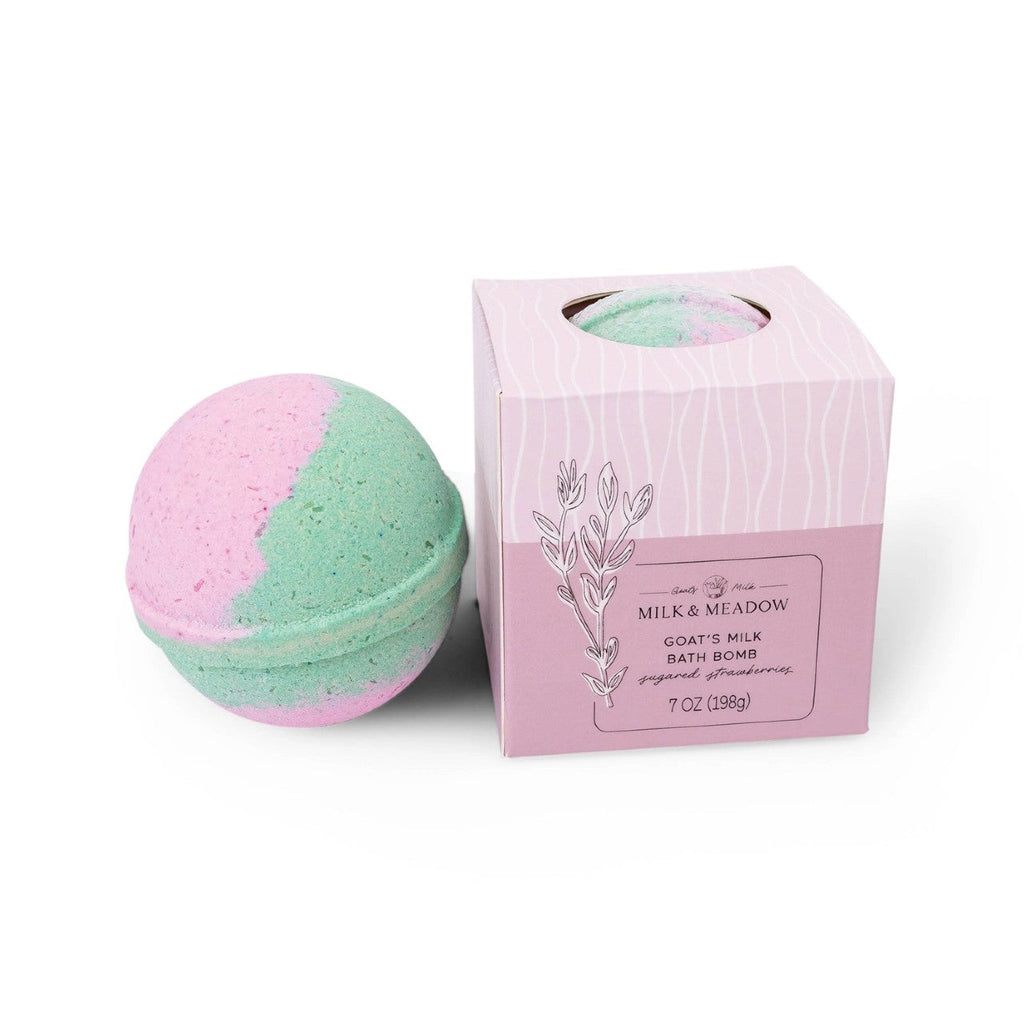 Milk And Meadow Bath Bomb - Sugared Strawberries Cait & Co Home - Bath & Body - Bath Fizzers & Salts