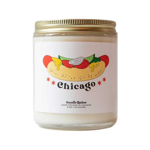 Chicago Hot Dog White Label Candle Candle Babes Home - Candles