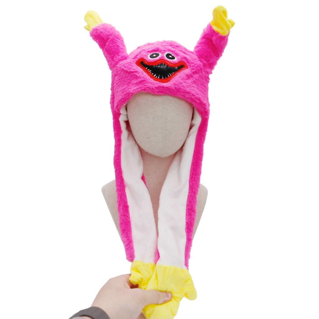 Hot Pink Huggy Monster Led Light Up Interactive Ear Moving Animal Hat Cap Zone Apparel & Accessories - Winter - Adult - Hats