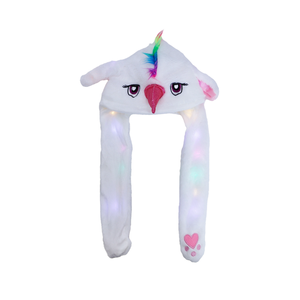 White Unicorn Pony Led Light Up Interactive Ear Moving Hat Cap Zone Apparel & Accessories - Winter - Adult - Hats