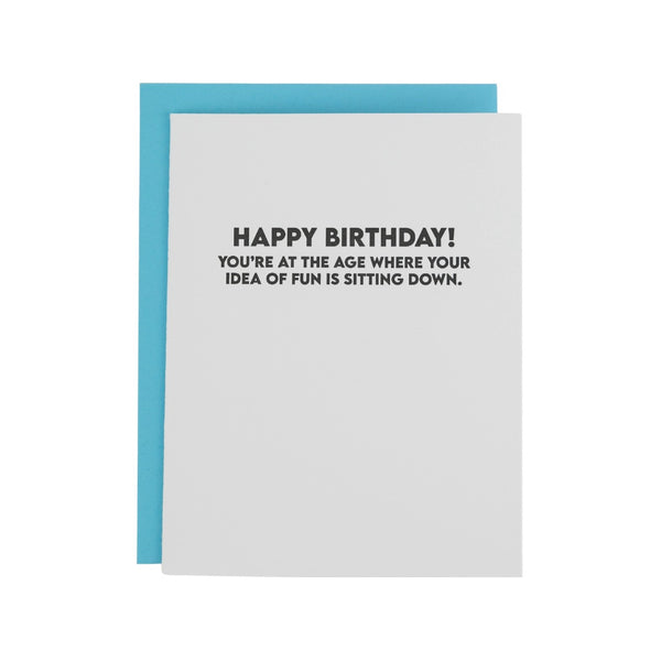 Your Idea Of Fun Is Sitting Down Birthday Card Chez Gagne Cards - Birthday