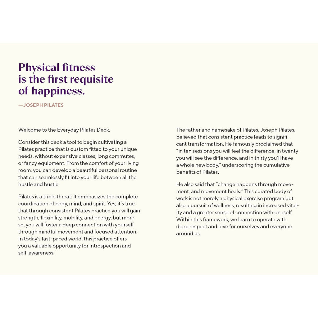 The Everyday Pilates Deck: 50 Exercises for Fitness and Mind-Body Connection Chronicle Books Books - Card Decks