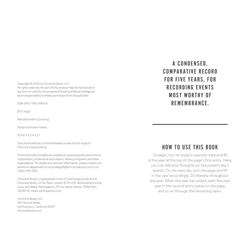 Black Canvas One Line a Day: A Five-Year Memory Book Chronicle Books Books - Guided Journals & Gift Books