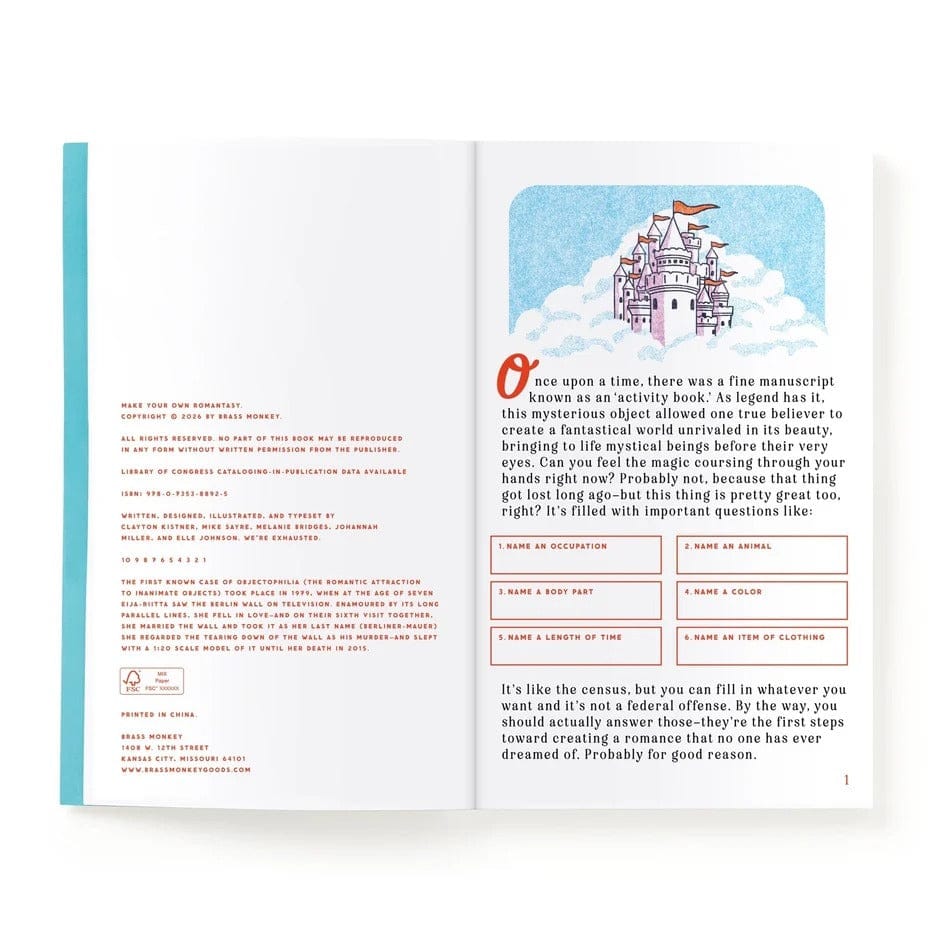 Make Your Own Romantasy Activity Book Chronicle Books - Brass Monkey Books