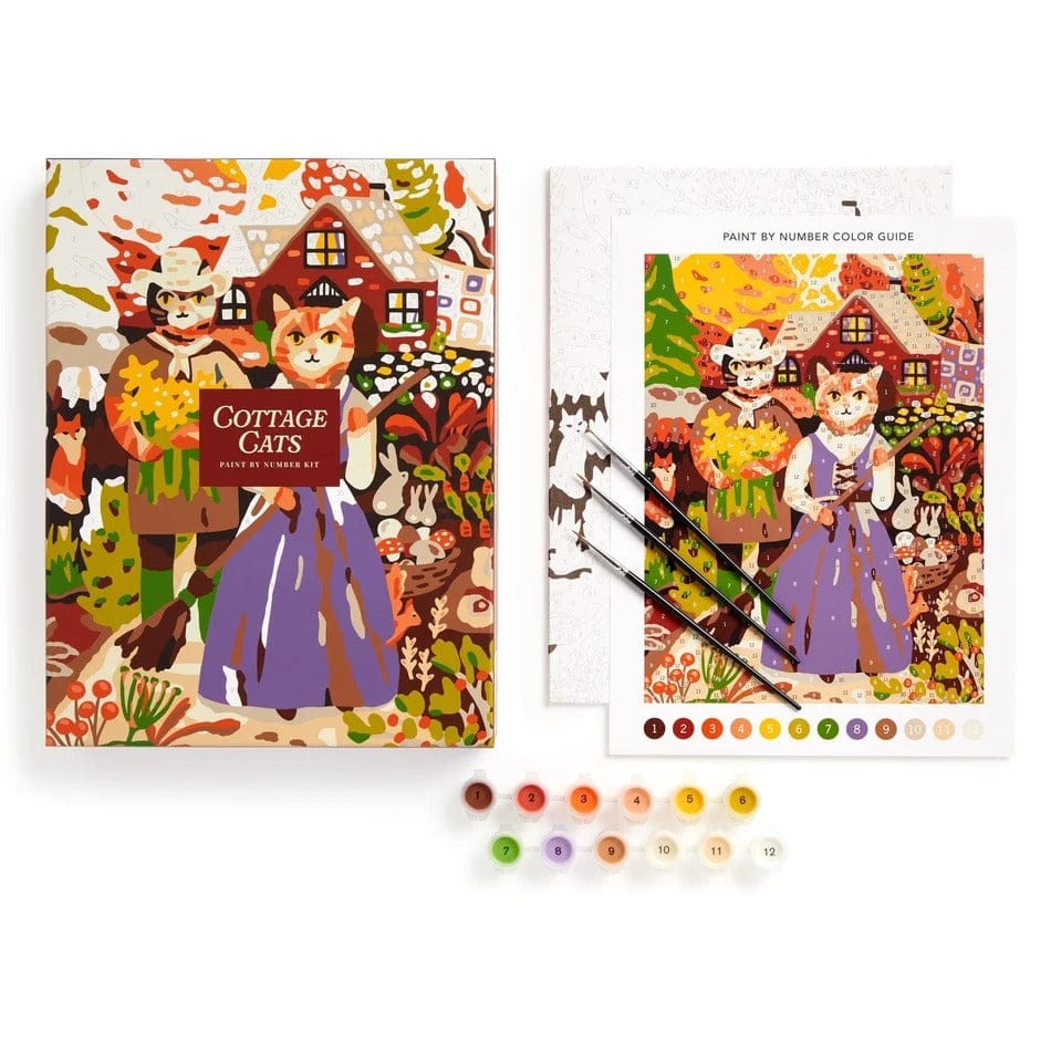 Cottage Cats 9 x 12" Paint by Number Kit Chronicle Books - Galison Toys & Games - Art & Drawing Toys