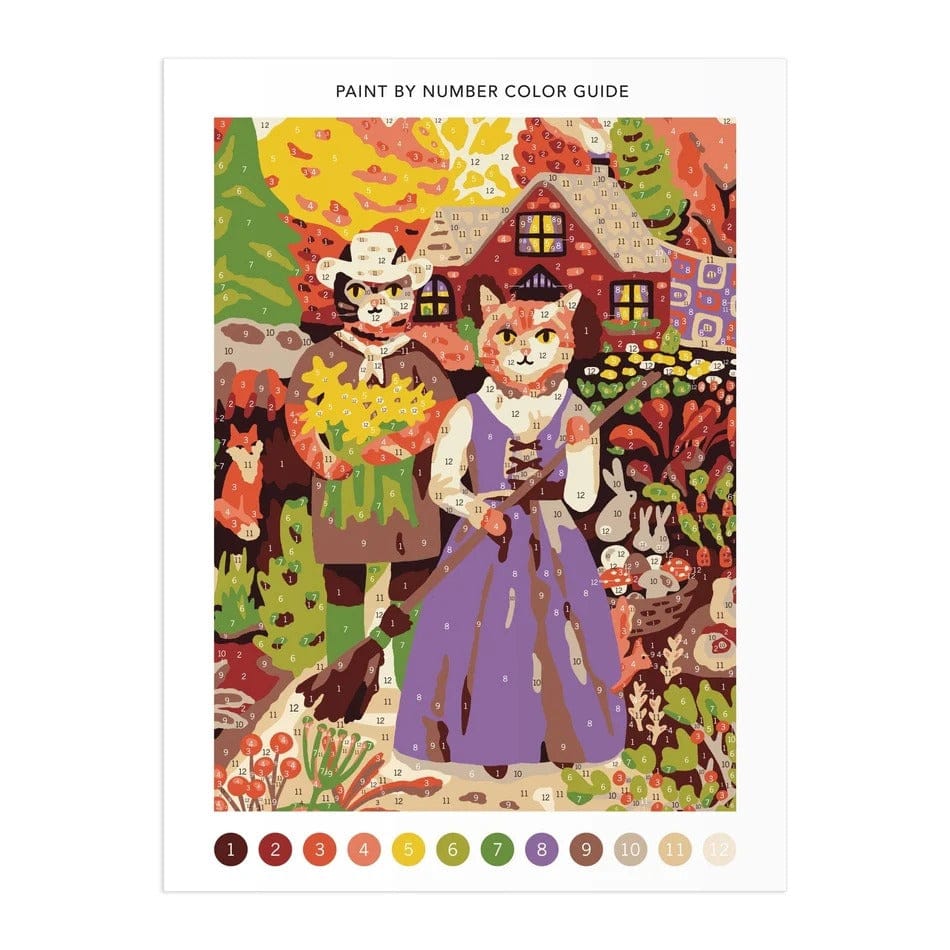 Cottage Cats 9 x 12" Paint by Number Kit Chronicle Books - Galison Toys & Games - Art & Drawing Toys