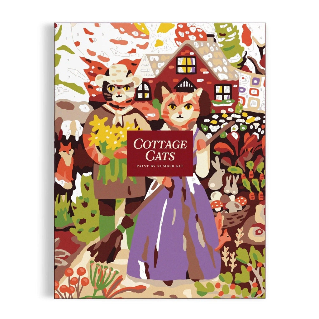 Cottage Cats 9 x 12" Paint by Number Kit Chronicle Books - Galison Toys & Games - Art & Drawing Toys