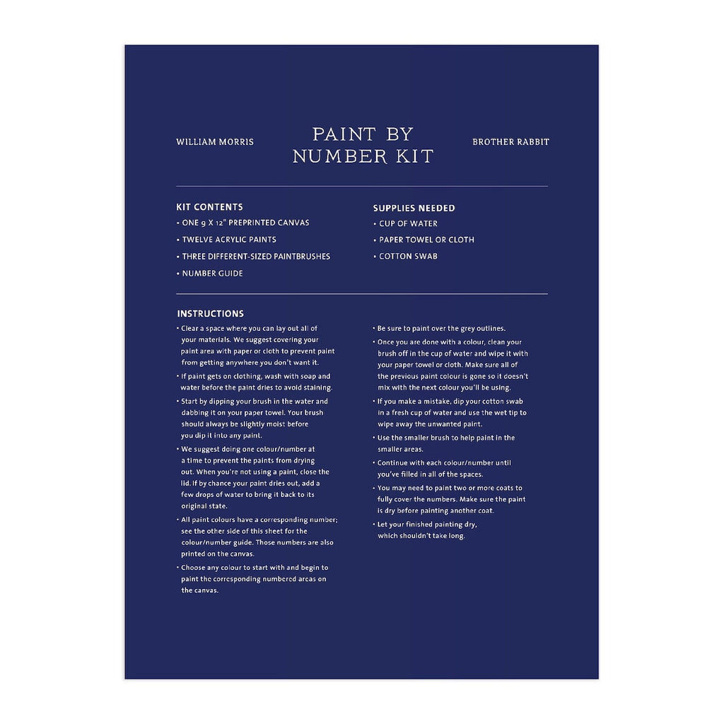 William Morris Brother Rabbit 9 x 12" Paint by Number Kit Chronicle Books - Galison Toys & Games - Art & Drawing Toys