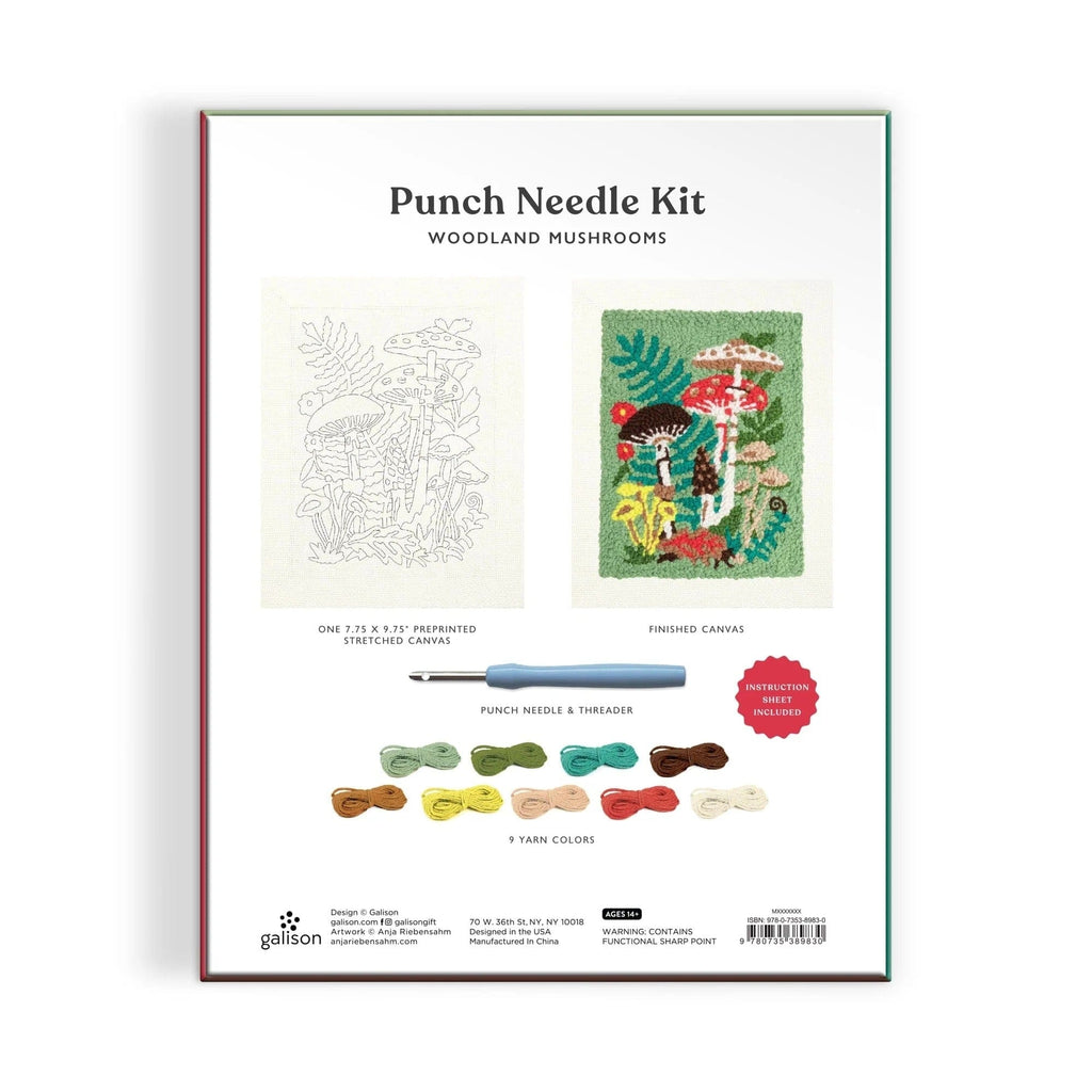 Woodland Mushrooms Punch Needle Kit Chronicle Books - Galison Toys & Games - Crafts & Hobbies - Needlecraft Kits
