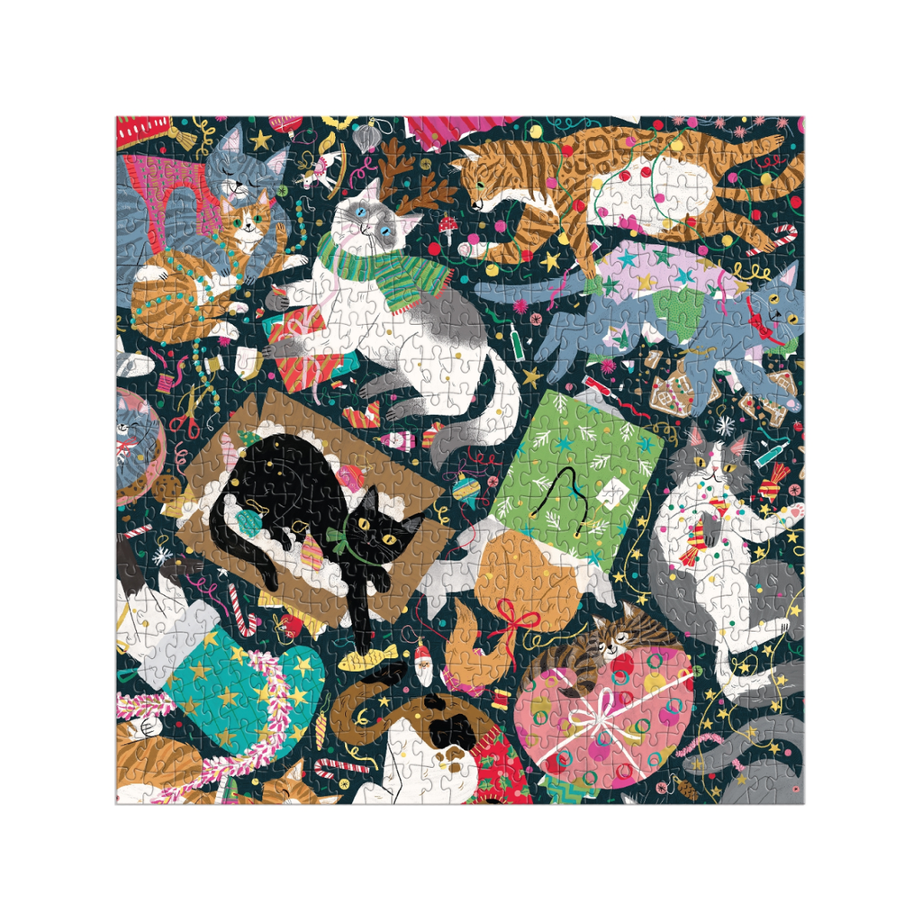 Catmas Chaos Foil 500 Piece Jigsaw Puzzle Chronicle Books - Galison Toys & Games - Puzzles & Games - Jigsaw Puzzles