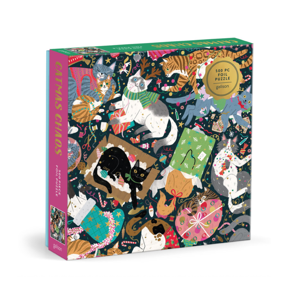 Catmas Chaos Foil 500 Piece Jigsaw Puzzle Chronicle Books - Galison Toys & Games - Puzzles & Games - Jigsaw Puzzles