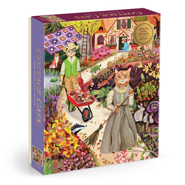 Cottage Cats Foil 1000 Piece Jigsaw Puzzle Chronicle Books - Galison Toys & Games - Puzzles & Games - Jigsaw Puzzles