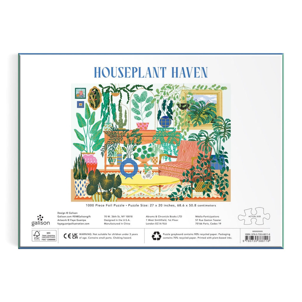 Foil Houseplant Haven 1000 Piece Jigsaw Puzzle Chronicle Books - Galison Toys & Games - Puzzles & Games - Jigsaw Puzzles