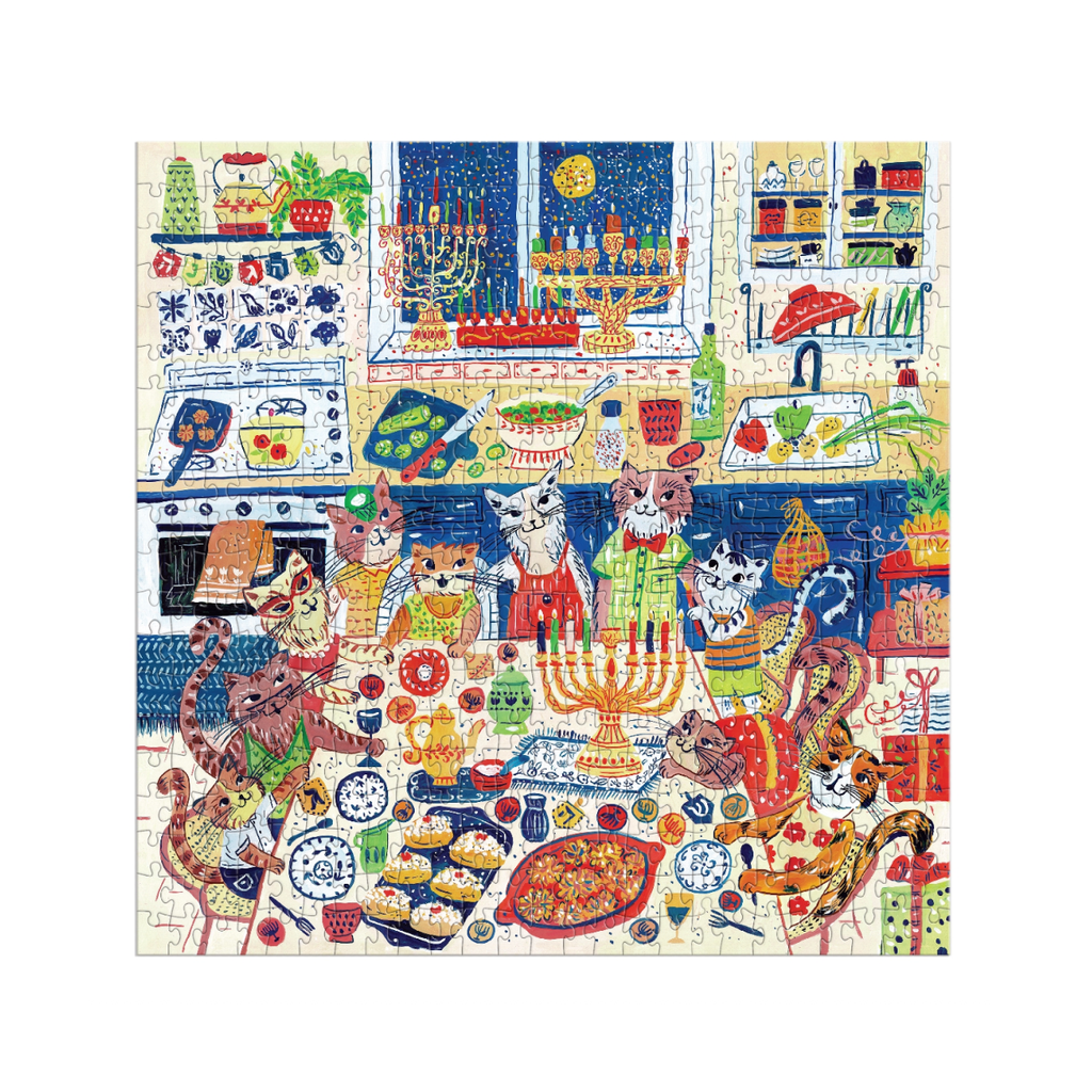 Happy Hanukcats 500 Piece Jigsaw Puzzle Chronicle Books - Galison Toys & Games - Puzzles & Games - Jigsaw Puzzles