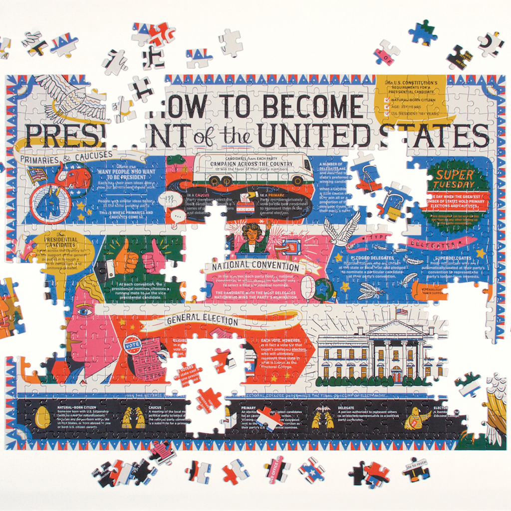 How to Become President of the United States 500 Piece Double-Sided Jigsaw Puzzle Chronicle Books - Galison Toys & Games - Puzzles & Games - Jigsaw Puzzles