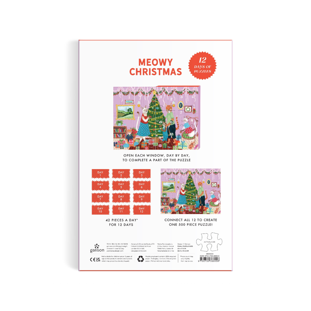 Meowy Christmas 12 Days Of Puzzles Countdown 500 Piece Jigsaw Puzzle Chronicle Books - Galison Toys & Games - Puzzles & Games - Jigsaw Puzzles