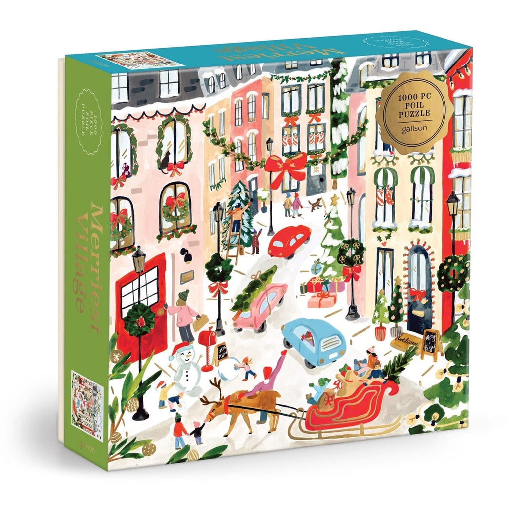 Merriest Village Foil 1000 Piece Jigsaw Puzzle Chronicle Books - Galison Toys & Games - Puzzles & Games - Jigsaw Puzzles