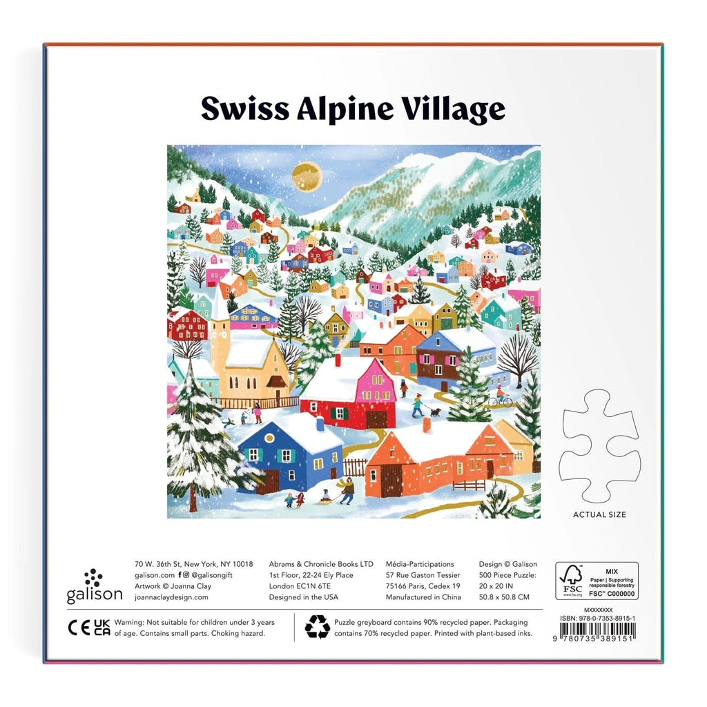 Swiss Alpine Village Foil 500 Piece Jigsaw Puzzle Chronicle Books - Galison Toys & Games - Puzzles & Games - Jigsaw Puzzles