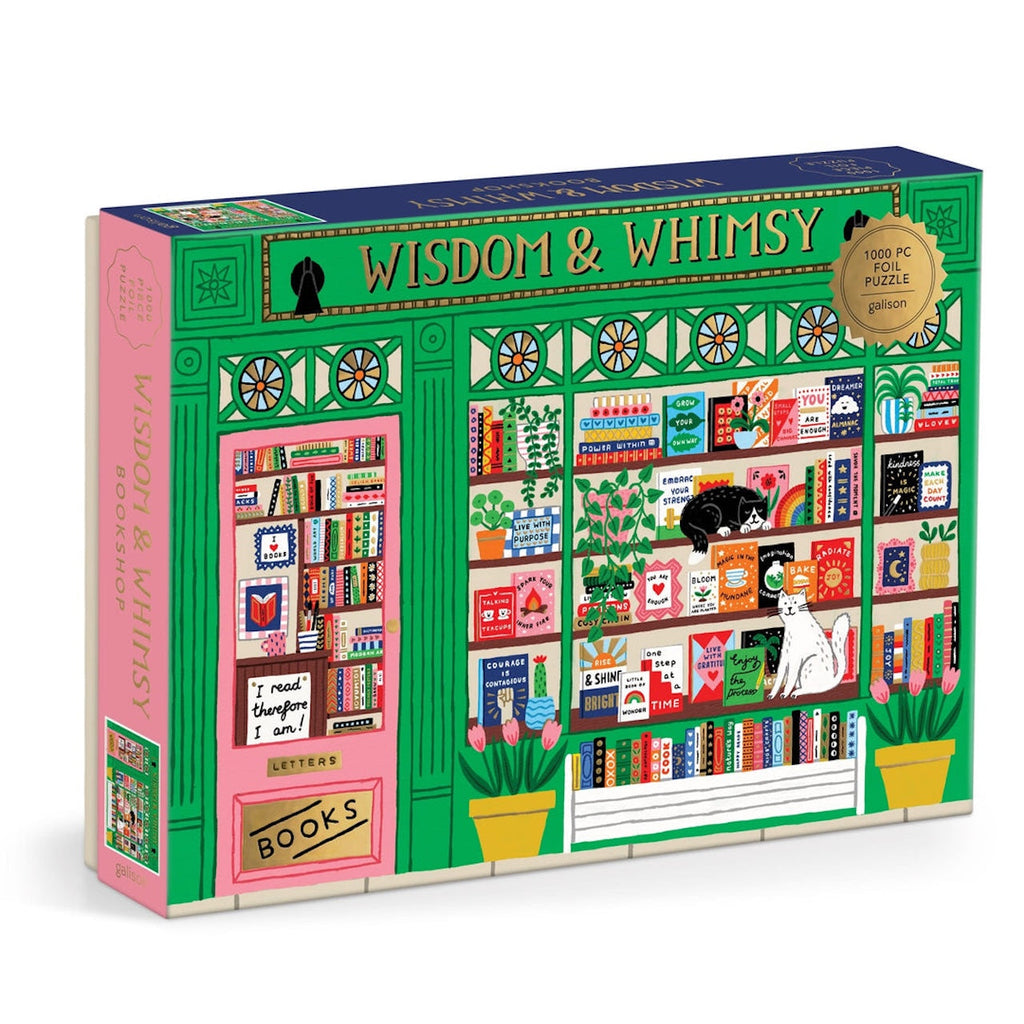 Wisdom & Whimsy Bookshop 1000 Piece Foil Puzzle Chronicle Books - Galison Toys & Games - Puzzles & Games - Jigsaw Puzzles