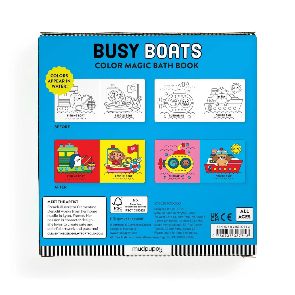 Busy Boats Color Magic Bath Book Chronicle Books - Mudpuppy Books - Baby & Kids
