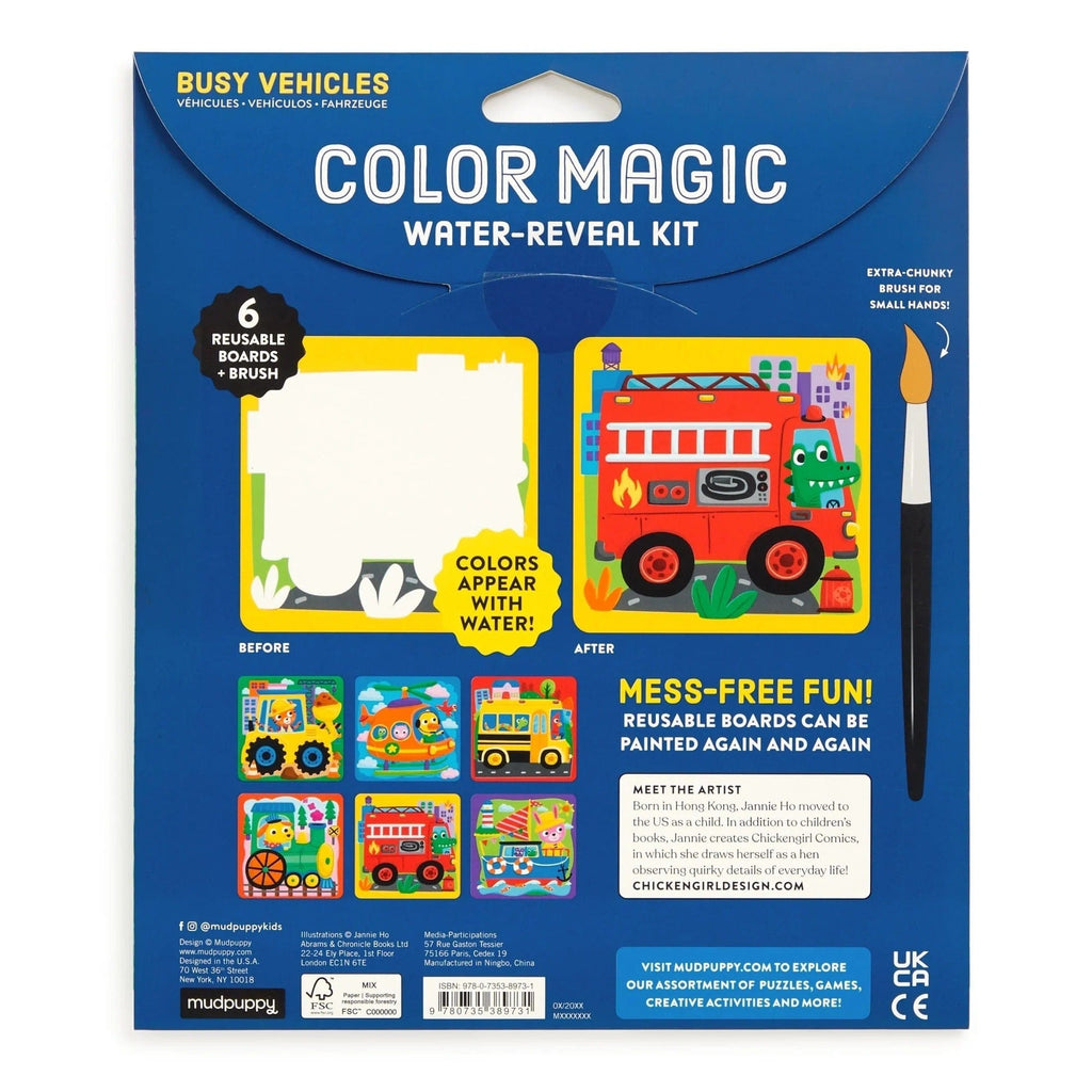 Busy Vehicles Color Magic Water-Reveal Kit Chronicle Books - Mudpuppy Toys & Games - Art & Drawing Toys