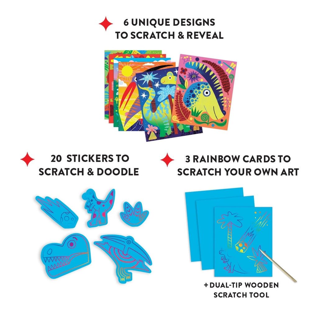 Dinosaurs Scratch Magic - Scratch & Sparkle Art Kit Chronicle Books - Mudpuppy Toys & Games - Art & Drawing Toys