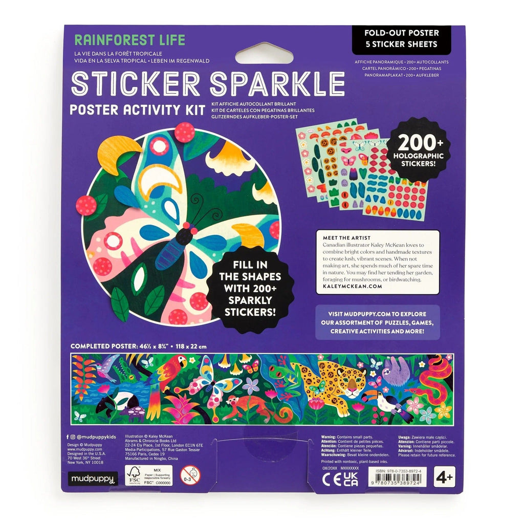 Rainforest Life Sticker Sparkle Poster Activity Kit Chronicle Books - Mudpuppy Toys & Games - Art & Drawing Toys
