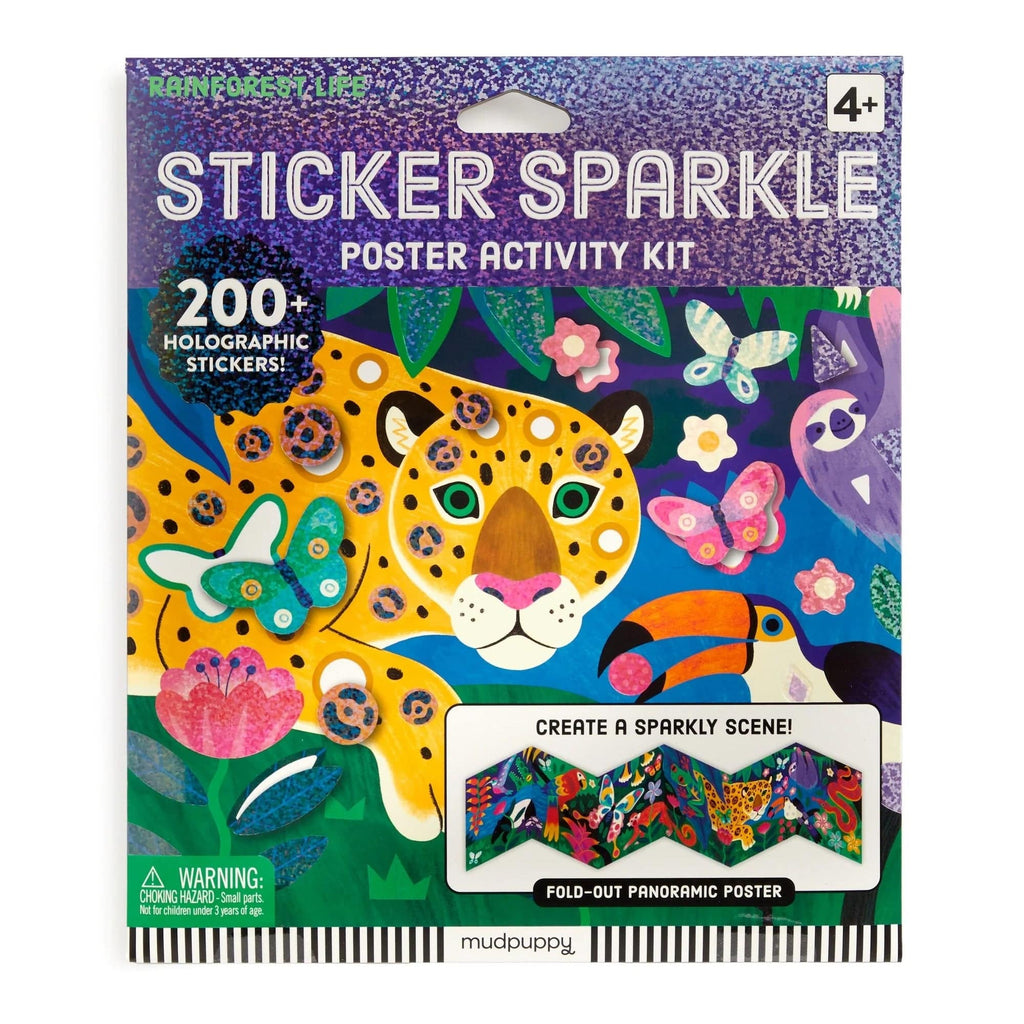 Rainforest Life Sticker Sparkle Poster Activity Kit Chronicle Books - Mudpuppy Toys & Games - Art & Drawing Toys