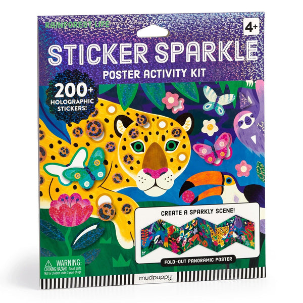 Rainforest Life Sticker Sparkle Poster Activity Kit Chronicle Books - Mudpuppy Toys & Games - Art & Drawing Toys