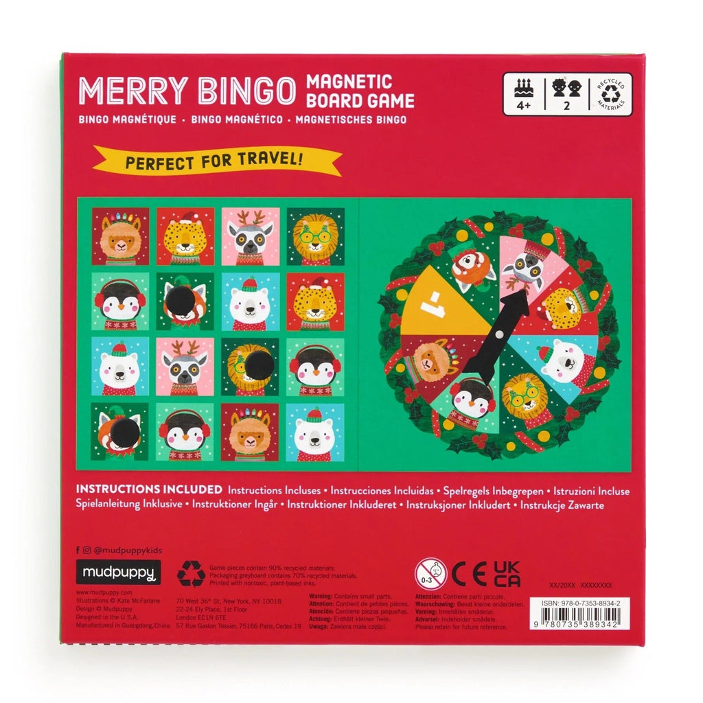 Merry Bingo! Magnetic Board Game Chronicle Books - Mudpuppy Toys & Games - Puzzles & Games - Games