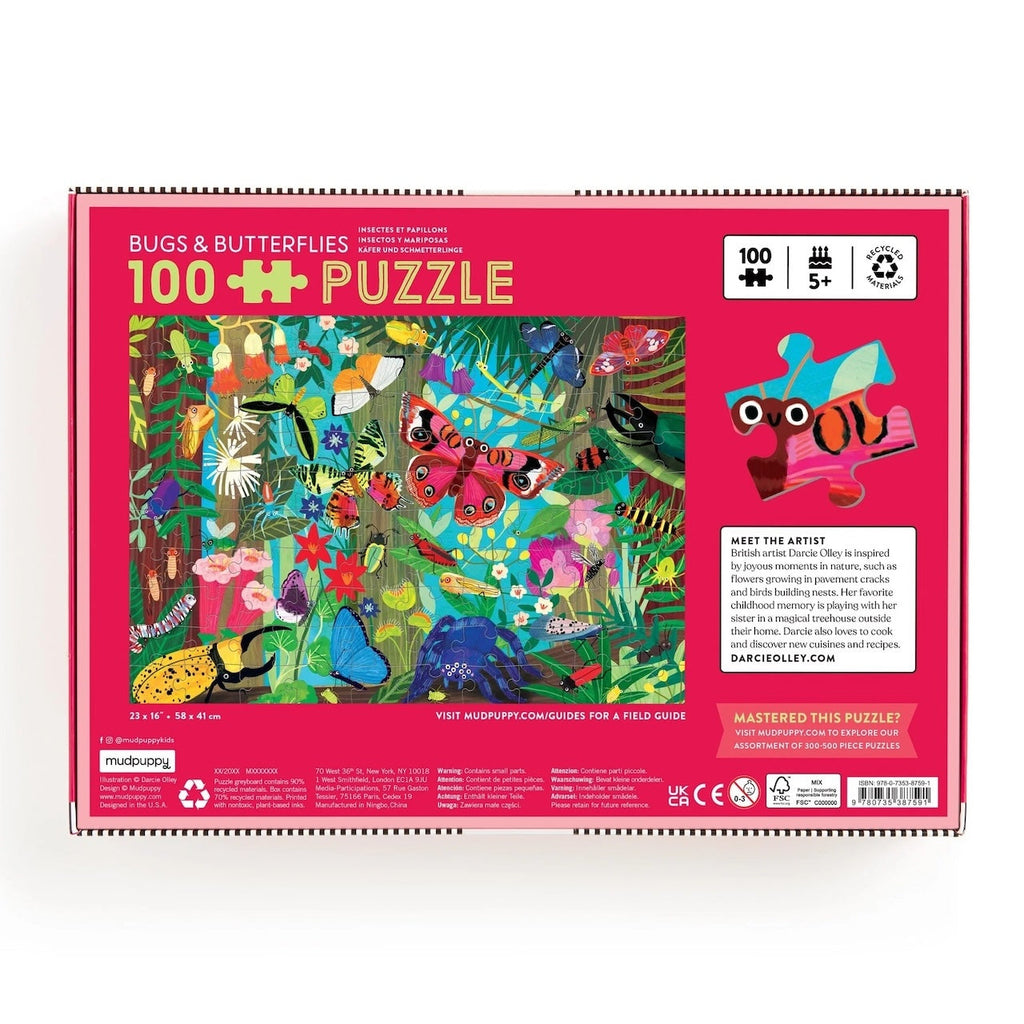 Bugs & Butterflies 100 Piece Jigsaw Puzzle Chronicle Books - Mudpuppy Toys & Games - Puzzles & Games - Jigsaw Puzzles