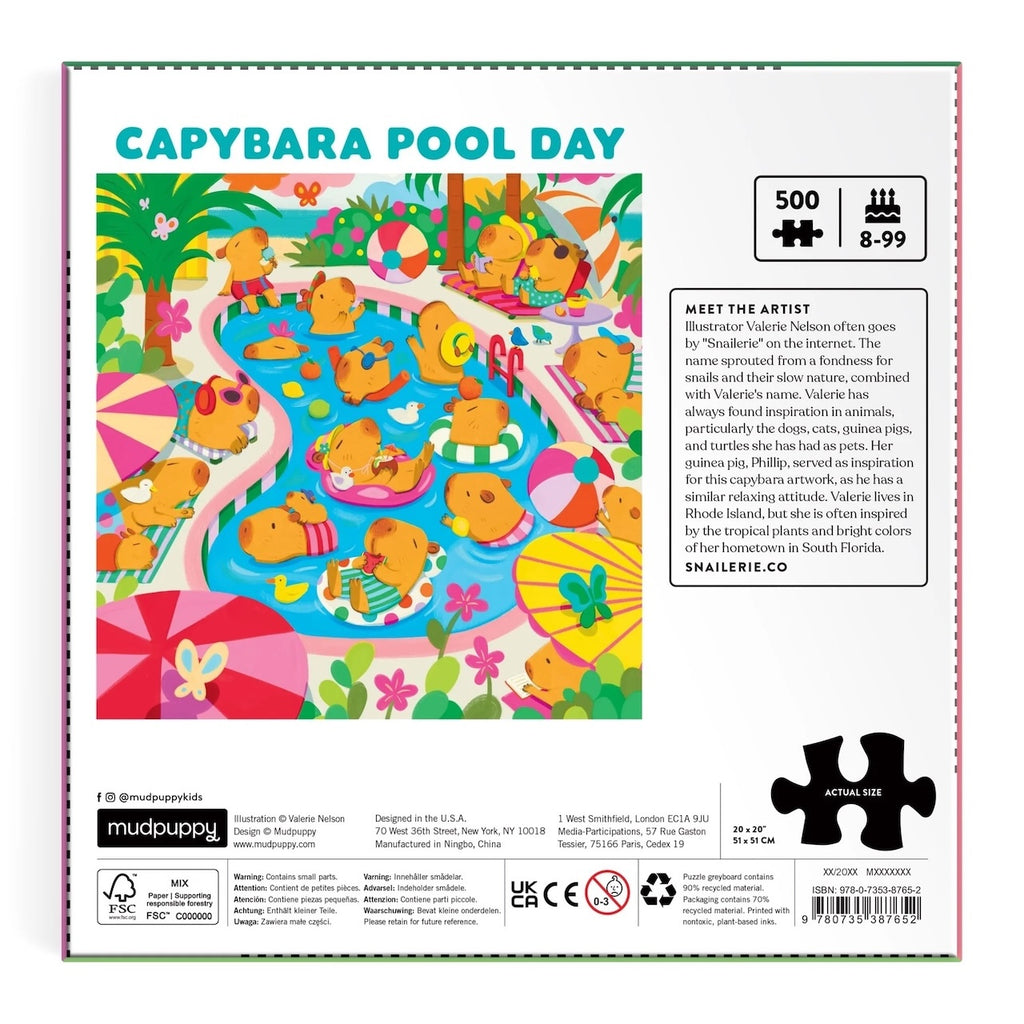Capybara Pool Day Family Puzzle 500 Piece Jigsaw Puzzle Chronicle Books - Mudpuppy Toys & Games - Puzzles & Games - Jigsaw Puzzles