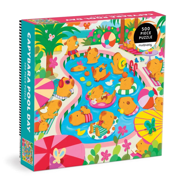 Capybara Pool Day Family Puzzle 500 Piece Jigsaw Puzzle Chronicle Books - Mudpuppy Toys & Games - Puzzles & Games - Jigsaw Puzzles