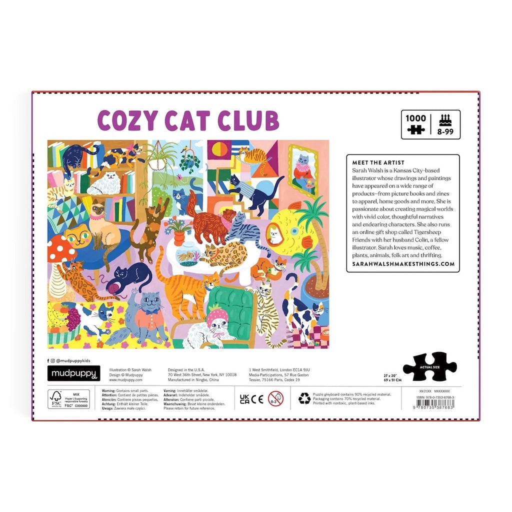 Cozy Cat Club Family Puzzle 1000 Piece Jigsaw Puzzle Chronicle Books - Mudpuppy Toys & Games - Puzzles & Games - Jigsaw Puzzles