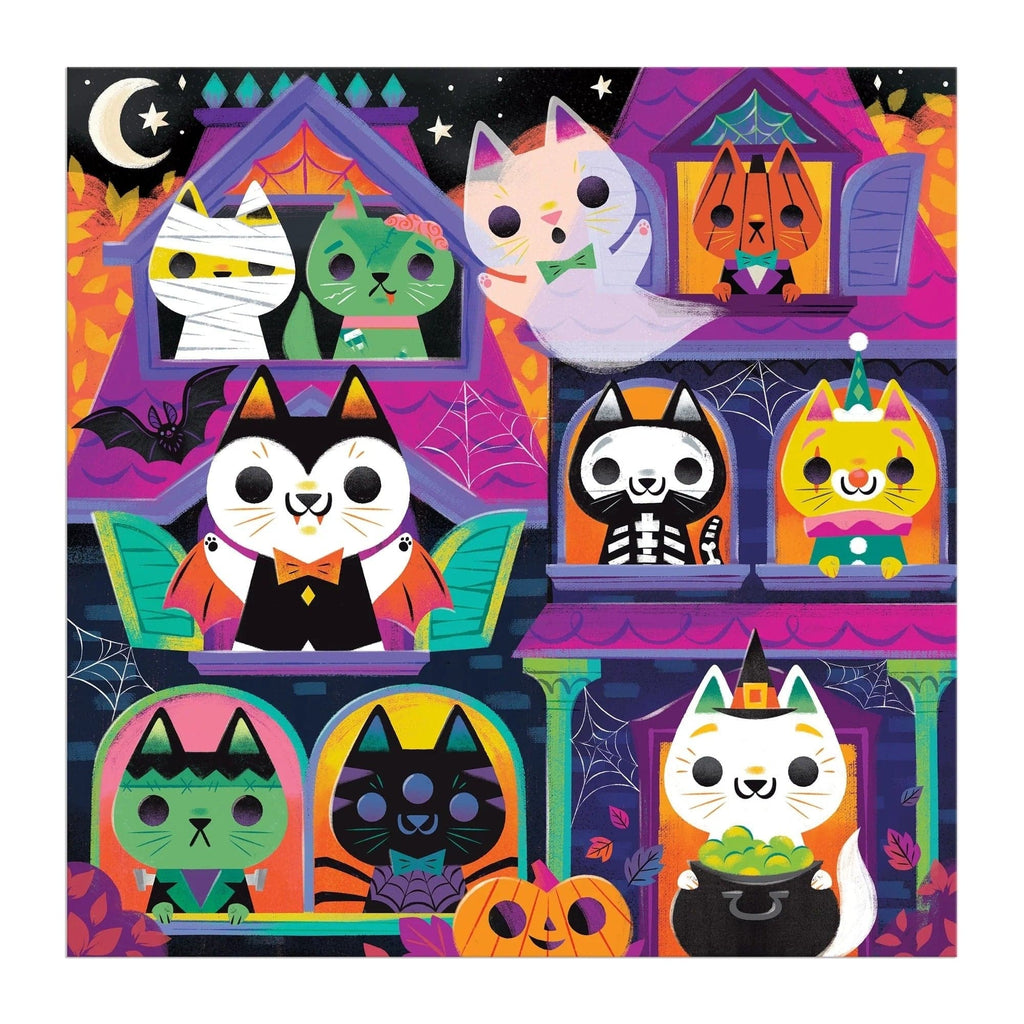 Haunted House Cats Glow in the Dark 300 Piece Jigsaw Puzzle Chronicle Books - Mudpuppy Toys & Games - Puzzles & Games - Jigsaw Puzzles