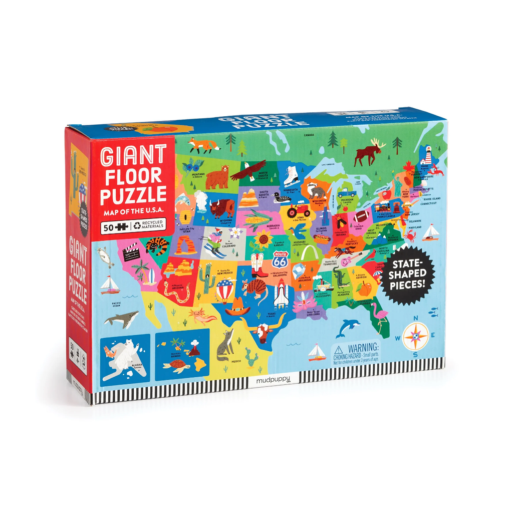 Map Of The USA Giant Floor 50 Piece Jigsaw Puzzle Chronicle Books - Mudpuppy Toys & Games - Puzzles & Games - Jigsaw Puzzles