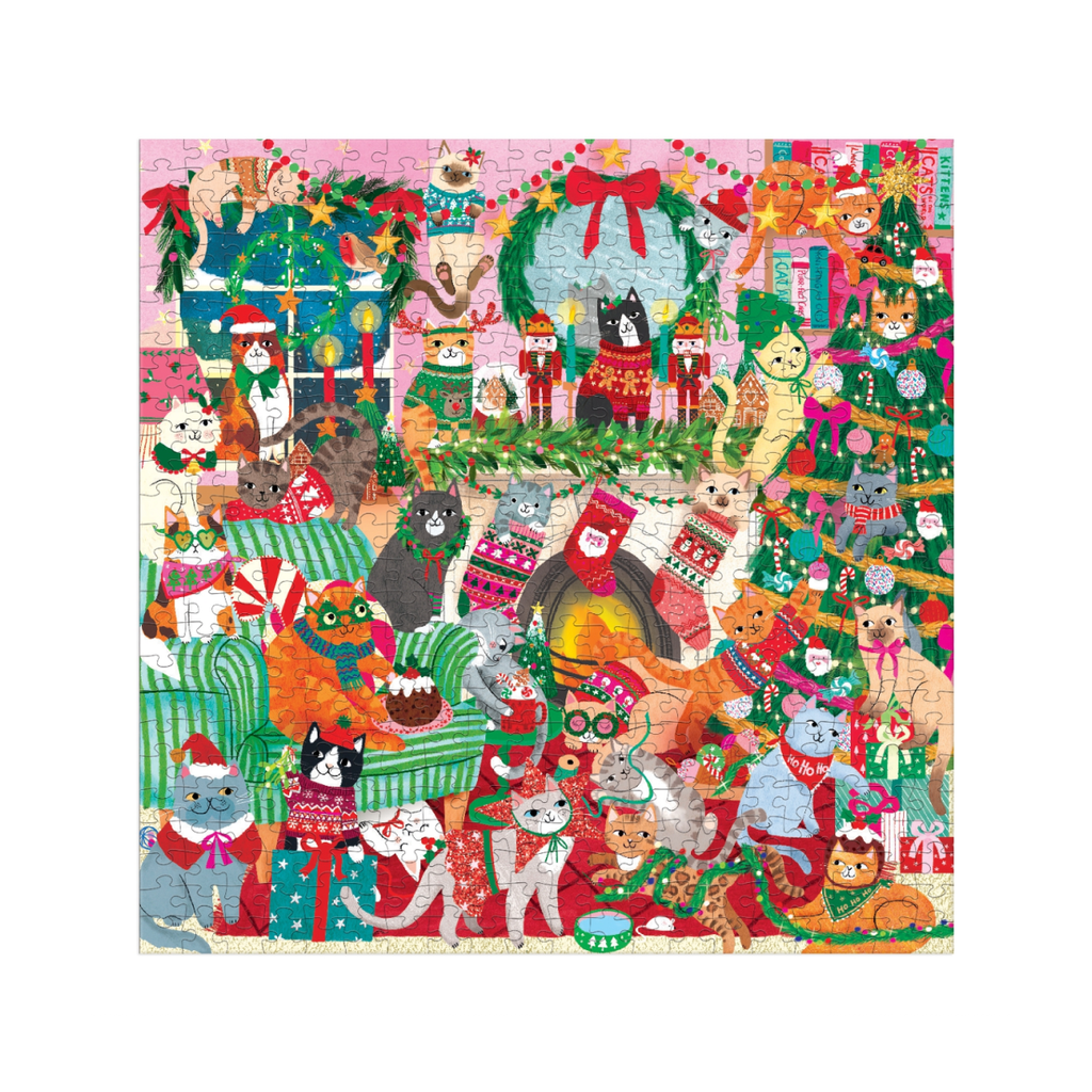Merry Catmas! Family 500 Piece Jigsaw Puzzle Chronicle Books - Mudpuppy Toys & Games - Puzzles & Games - Jigsaw Puzzles